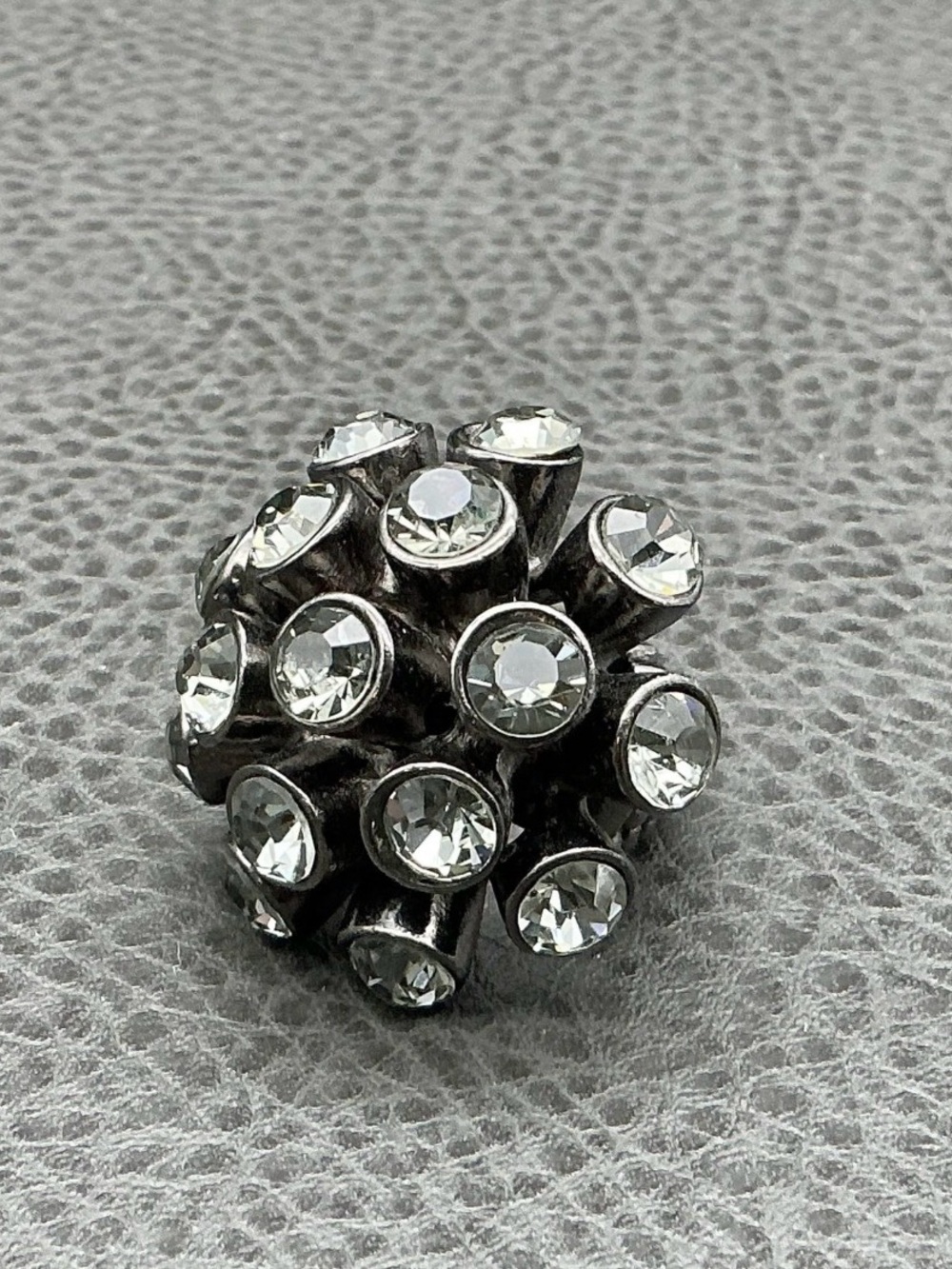 Crystal Cluster Statement Ring in Silver Tone